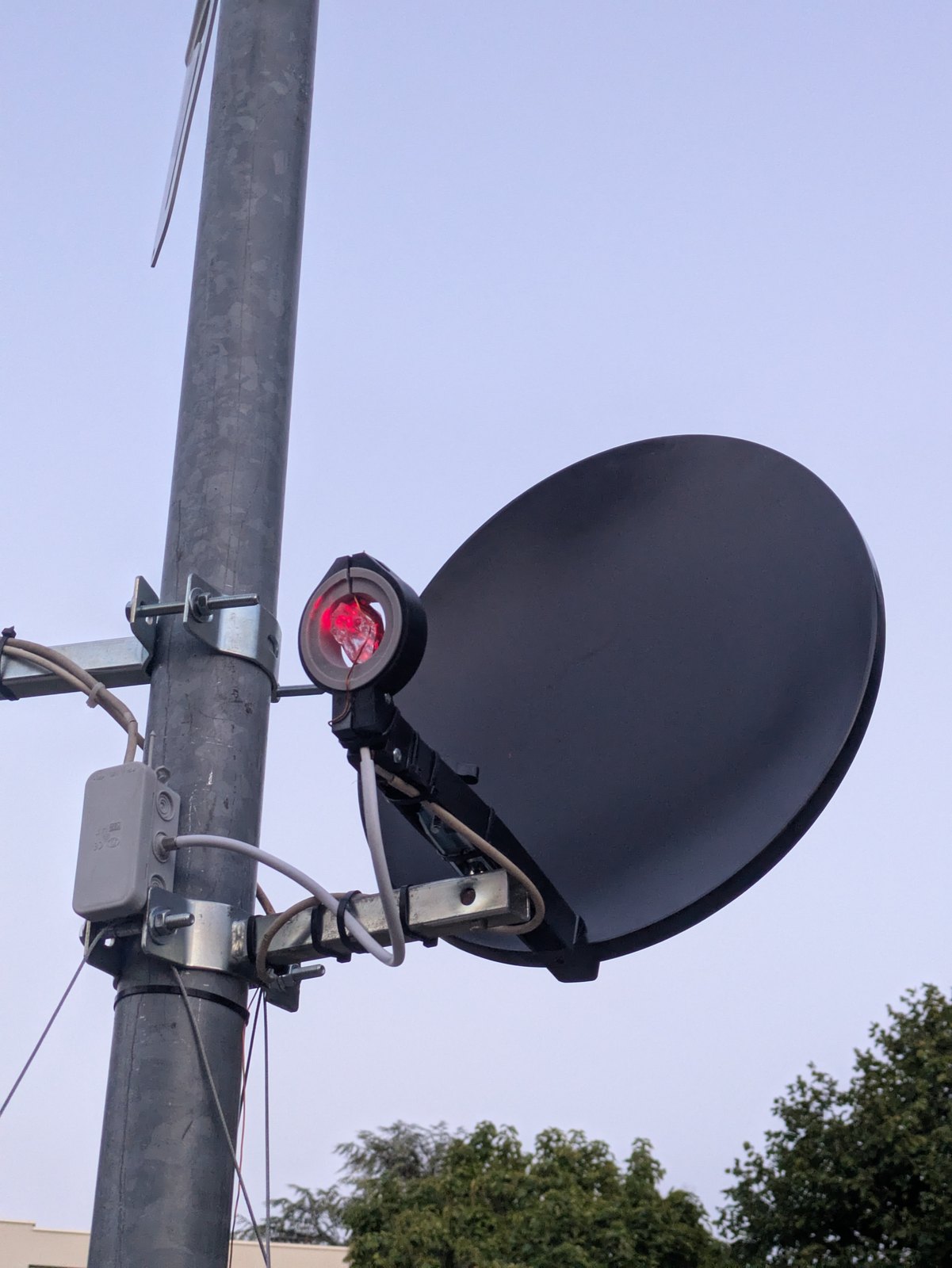 Lamp lit at the focal point of the satellite dish, IoLT Electro Agriculture Antenna 3